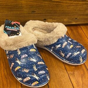 Skechers Navy Slippers with Fun Pattern.